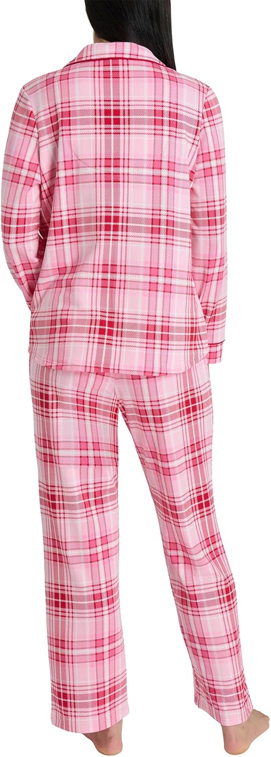 Laura Ashley Women's Plush Knit Pajamas 2 Piece Ultra Soft Brushed Long Sleeve Button Down Top and Pants Sleepwear Set - Image 4