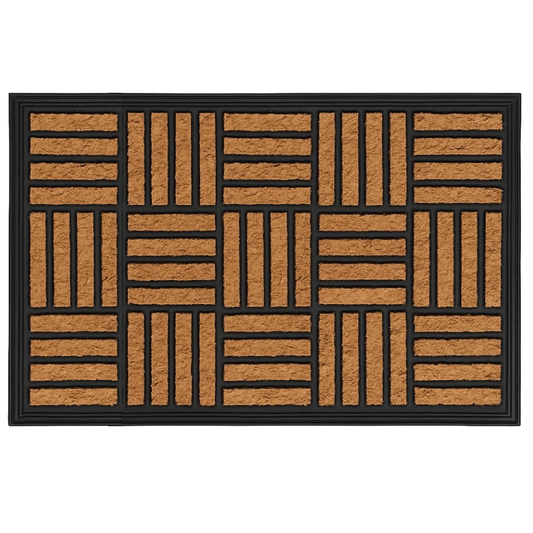 Underfoot Outdoor Door Mat Anti-Slip Mosaic Home Entrance Doormat | Removes Grass, Mud and Dirt | 100% Natural Coir with Rubber Backing (60cm x 40cm)