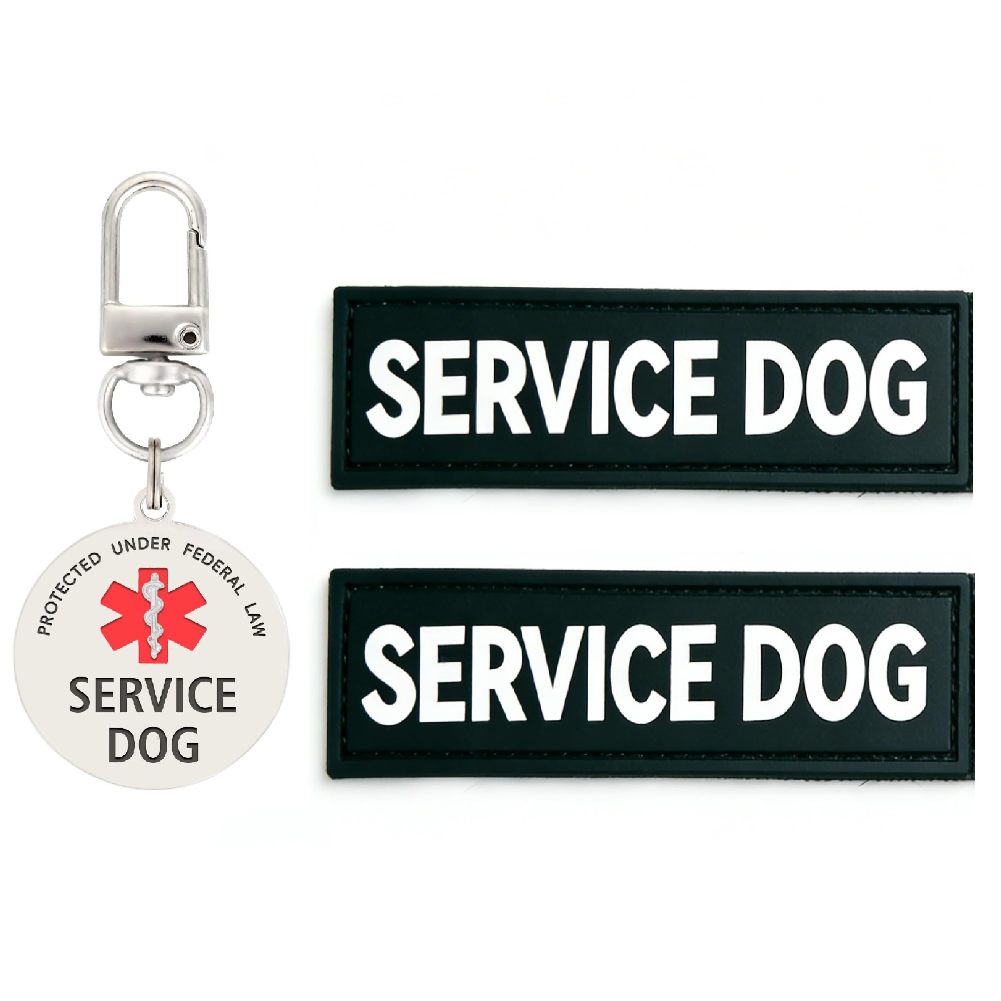 Service Dog Patch and Tag, Id Tag Easily Attach to Collar, Harness,Vest (Large- 1.50 x 5.12 inch)