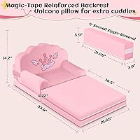 Vista 8 de Crown - Sofá cama para niños con funda extraíble lavable y respaldo de Magic-Tape - Silla plegable para niños pequeños, cómodos muebles
