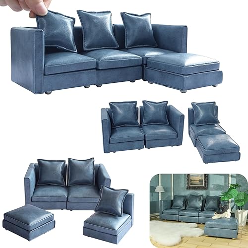 iLAND Dollhouse Furniture Miniature Sectional Couch Set for Doll House