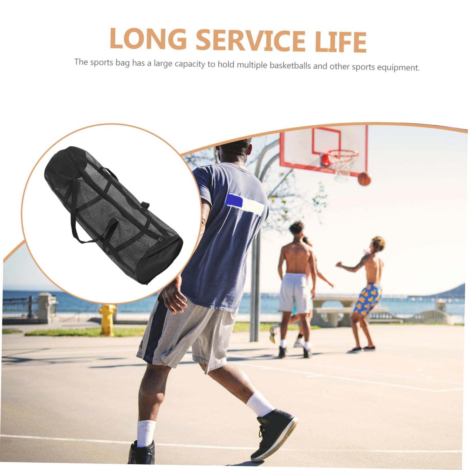 GAROZATION Sports Duffel Bag Large Mesh Bag for Basketball Balls Shoulder Strap Portable Sports Balls Container for Gym