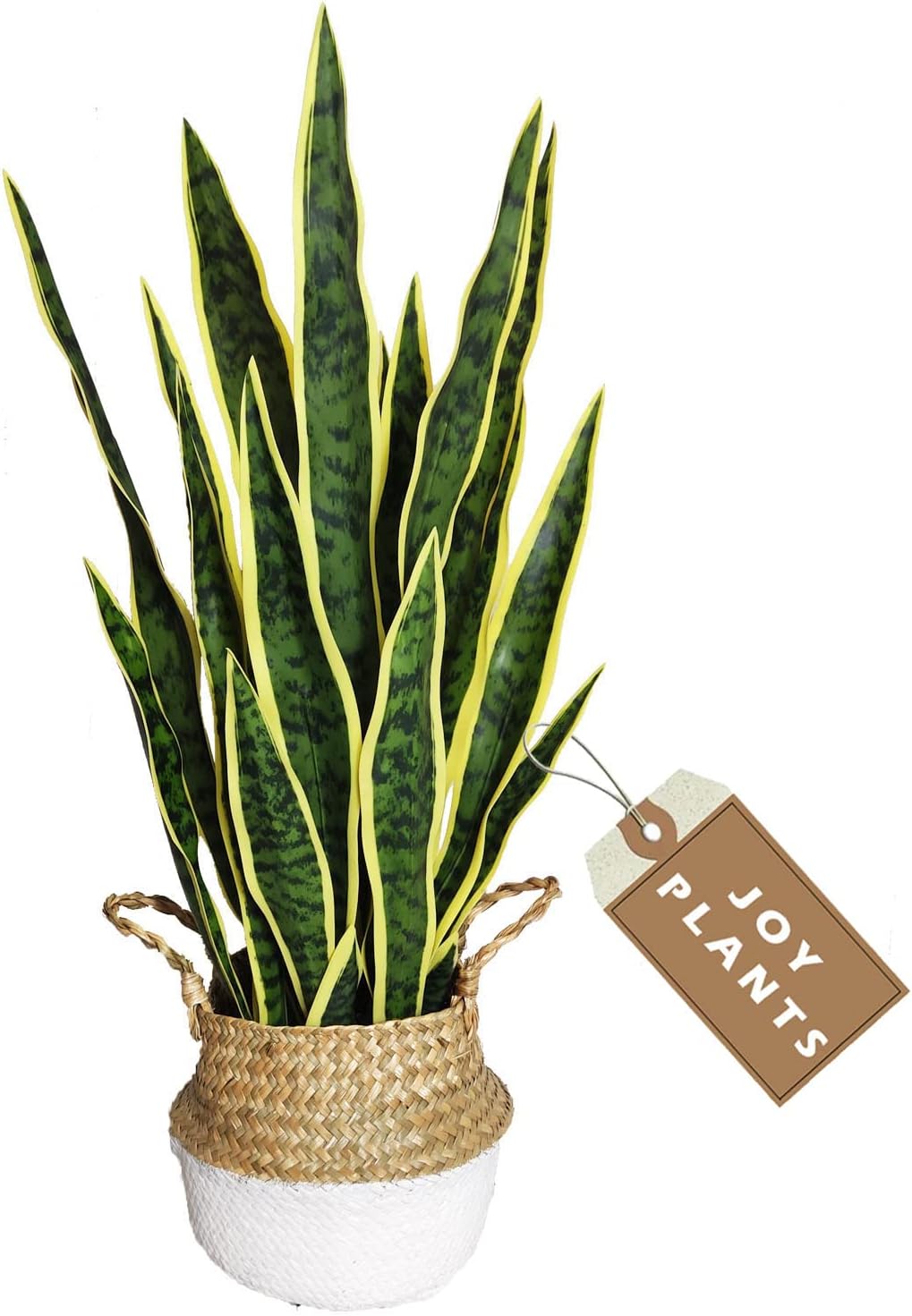 Artificial Snake Plant, 27" Fake Sansevieria with Basket, Faux Plants for Indoor