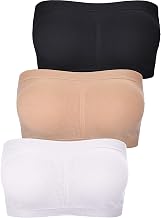 Geyoga 3 Pieces Women's Bandeau Bras Strapless Bralettes Non Padded Stretchy Soft Tube Top for Lounge Sleep