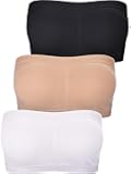 3 Pieces Bandeau Bras Women Stretch Strapless Bralettes Non Padded Stretch Top Tube Bras for Women Girls