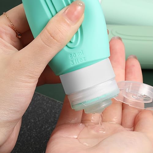 Miniatura 4 de Botellas de viaje para artículos de tocador, paquete de 5 contenedores de tamaño de viaje aprobados por la TSA, Verde, Elegante