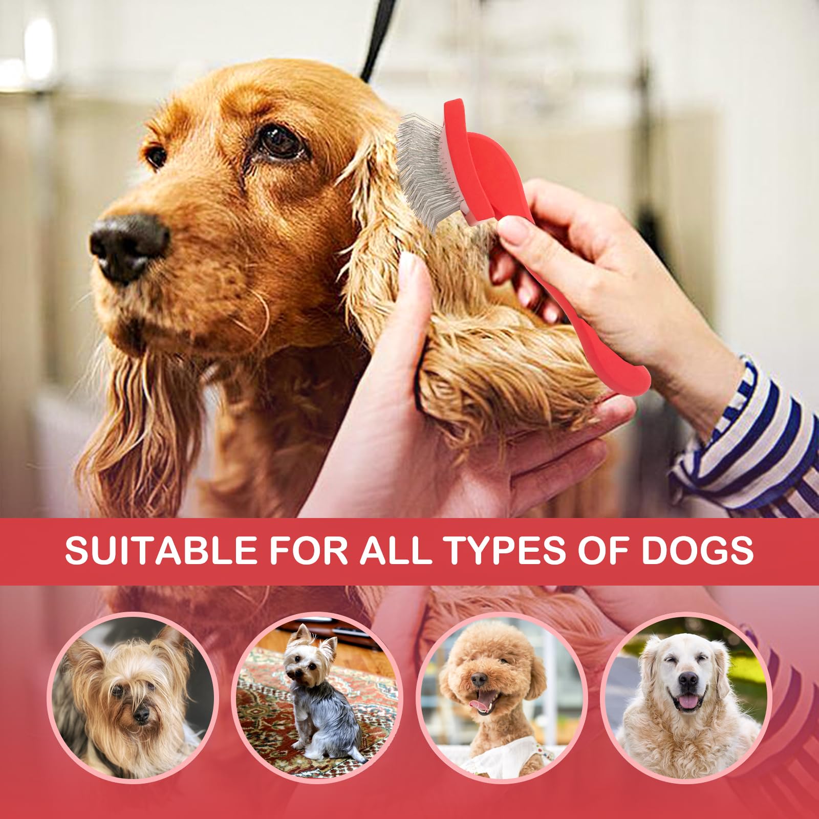 Cepillo para perros para Goldendoodles y Golden Doodle cepillo para el kit de aseo – Cepillo de perro para Goldendoodle, Labradoodle, Caniches – Cepillo de pelo de mascotas para perros de