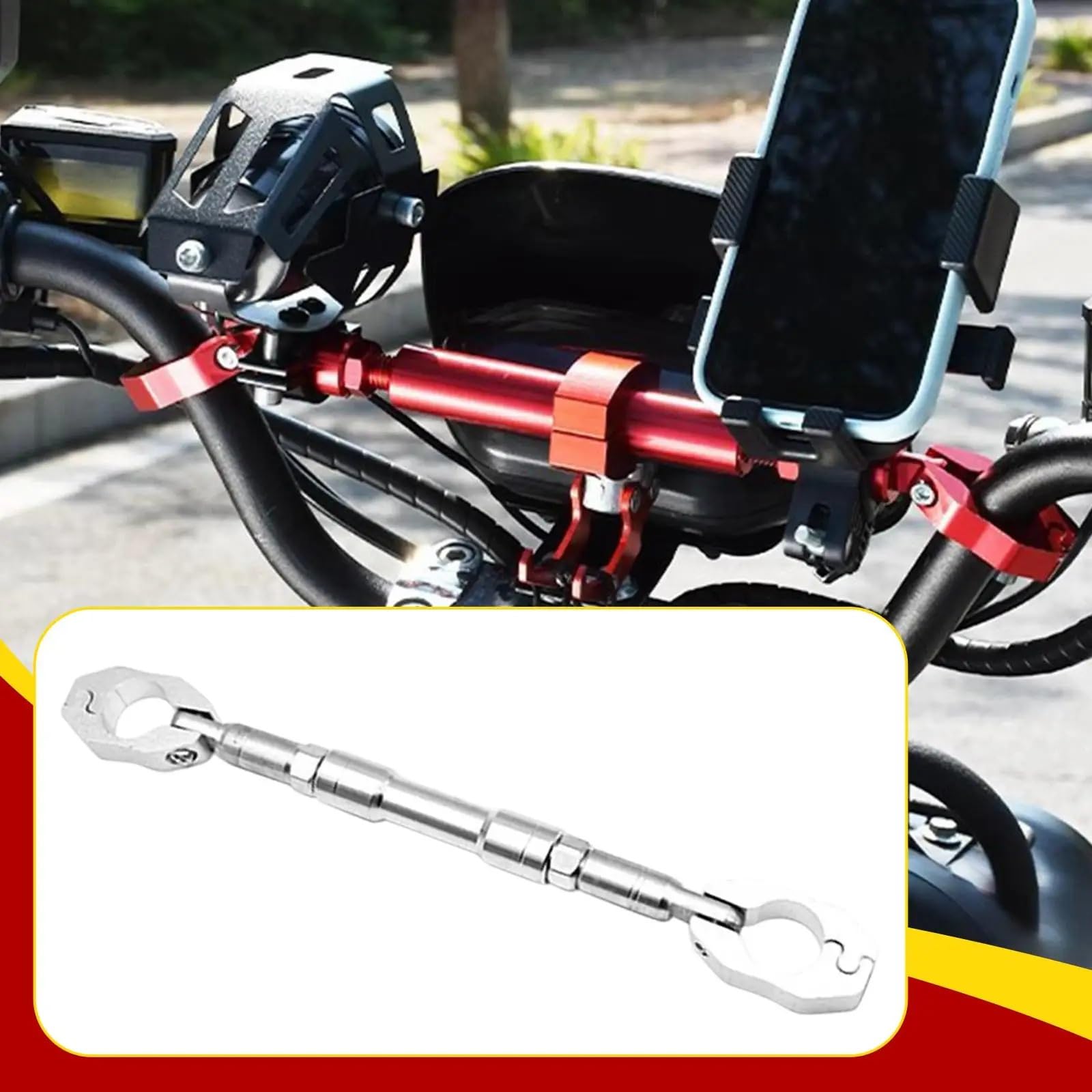 Do jazdy na motocyklu sportowym 22 mm | Regulowany drążek równoważący motocykla ze stopu aluminium Solidny wspornik kierownicy(Black)