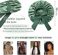 Vista 5 de YANIBEST Adjustable Silk Bonnet for Sleeping Women Double Layer Satin Bonnet Reduce Friction Prevent Frizz Curly Hair Salvia