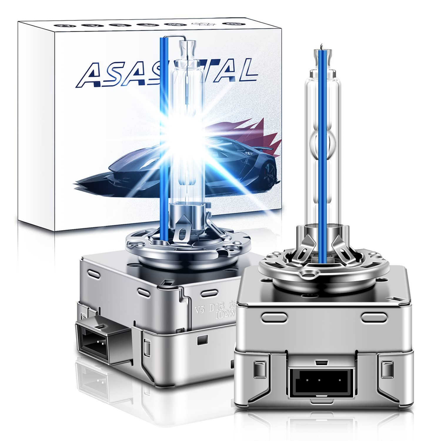 D1S Xenonlampen 35W 8000K Kühles Blau, +300% Ultrahell Bi-HID Umrüstsatz Xenarc Auto-Außenscheinwerfer Upgrade-Glühbirne mit Robustem Metallsockel zum Nachrüsten, 2er-Set