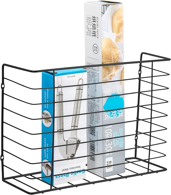 Lonian Kitchen Wrap Organizer Rack, Cupboard Door/Cabinet Door/Pantry Door/Wall Mounted Hanging Storage Basket for Cutting Board Holder, Tin Foil, Wax Paper and More