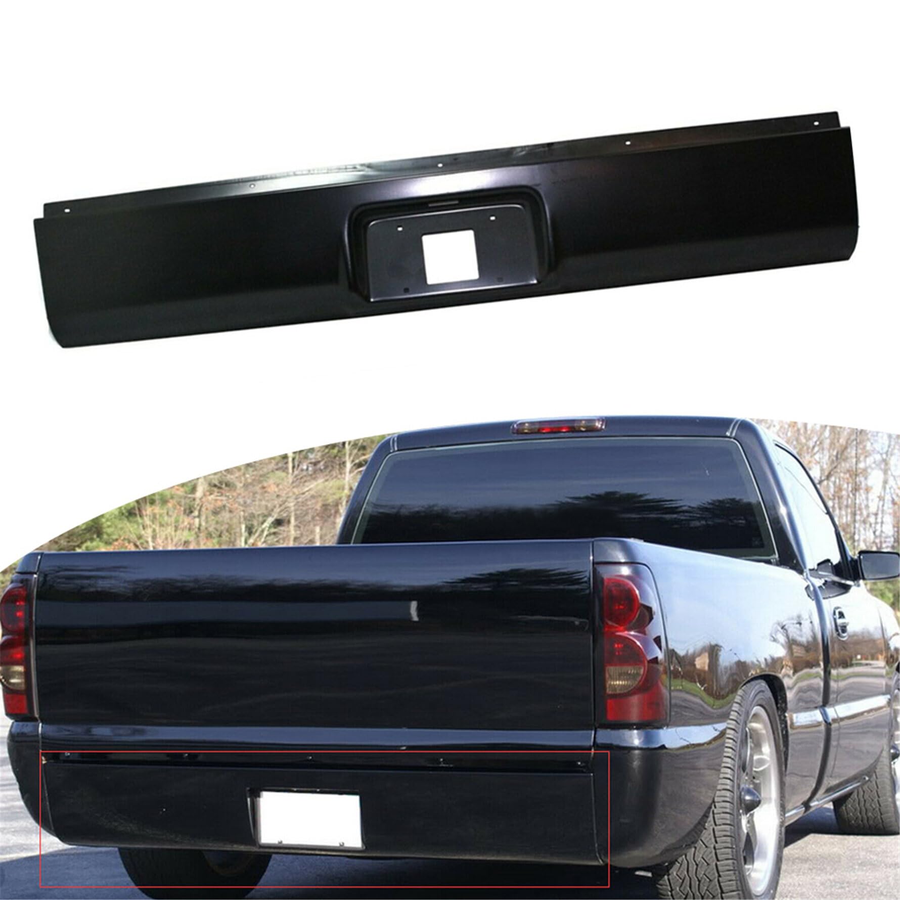 Rear Bumper Roll Pan With LED License Plate Light For Chevy Silverado/GMC Sierra 99-07 5 thumbnail image