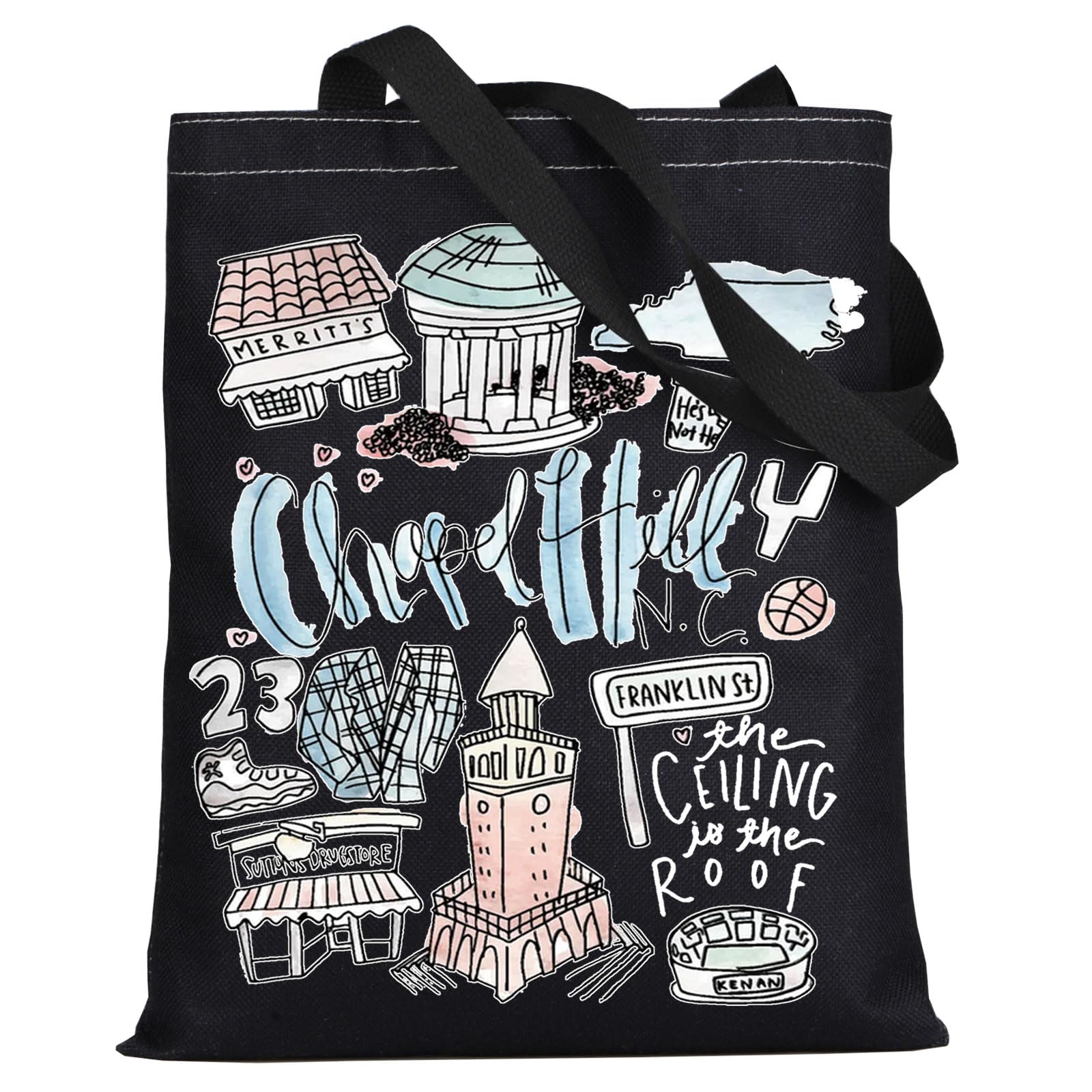 WZMPA Chapel Hill North Carolina Travel Tote Bag - Chapel Hill Souvenir Gift Reusable Grocery Bag