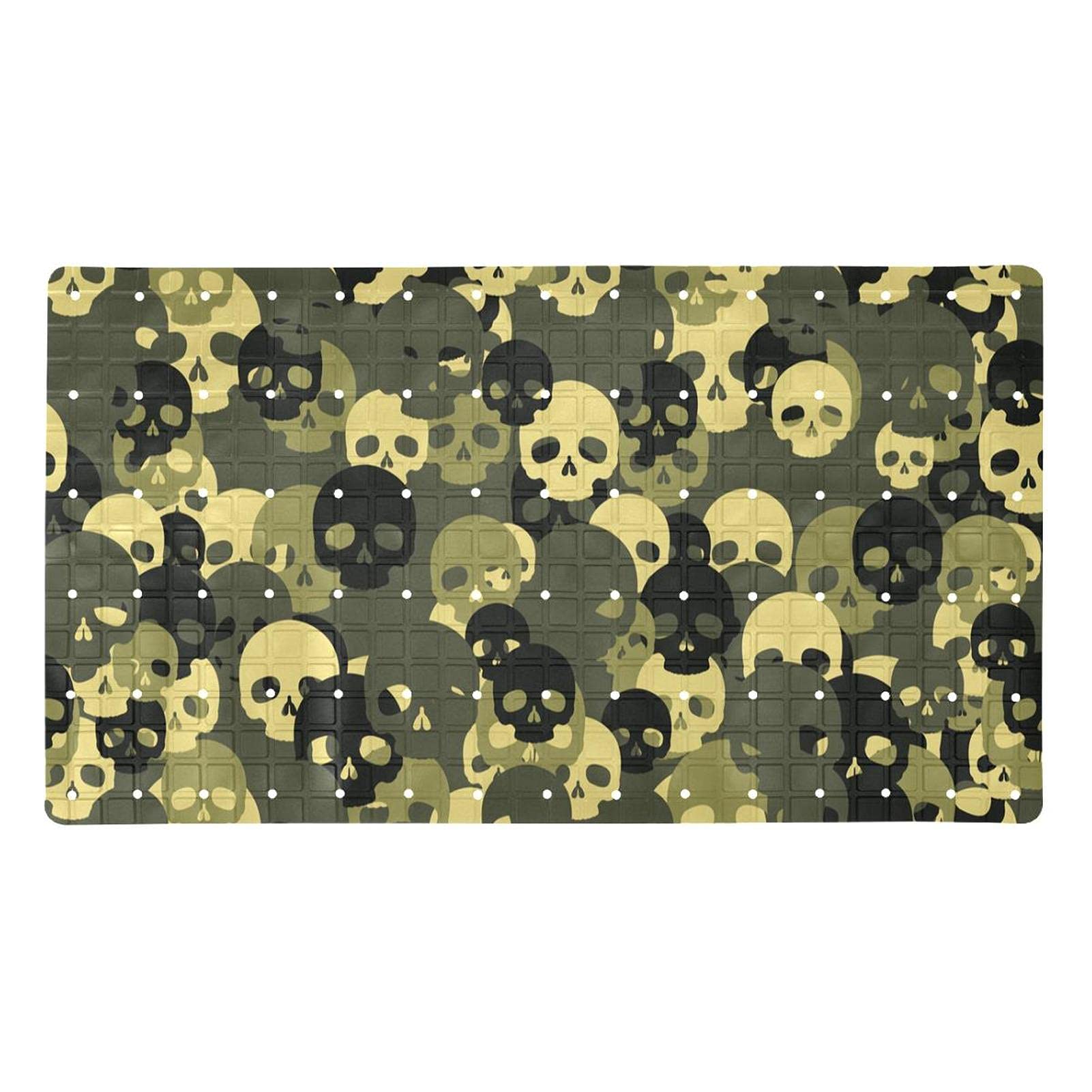Tapis de bain antidérapant lavable à évacuation rapide et motif tête de mort