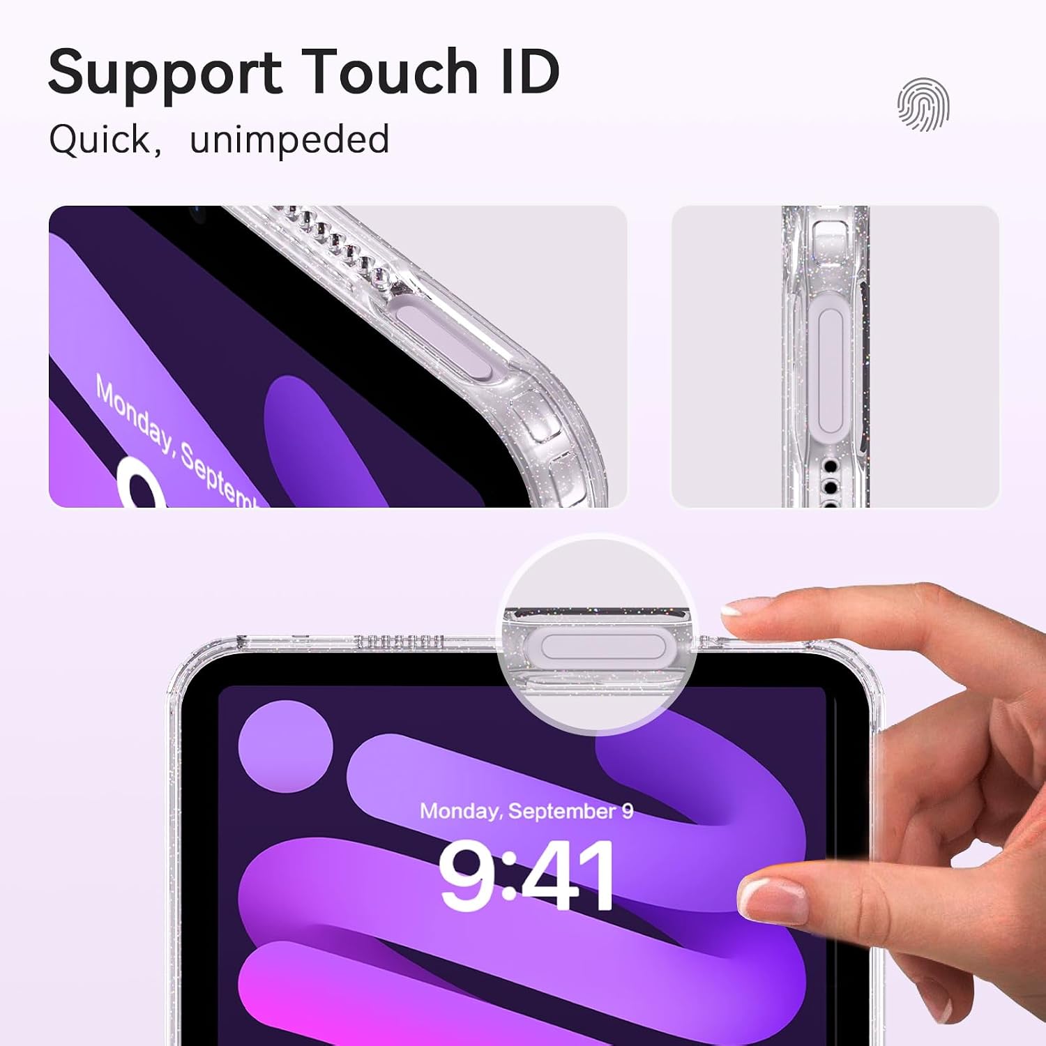 DUEDUE Magnetic Case for iPad mini 7 2024 (A17 Pro)/ Mini 6 2021, Clear image 3