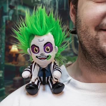 Beetlejuice Officially Licensed Movie Collectible Plush Stuffie - 7.5 Phunny Plush, Beetlejuice (1988) in Striped Suit Shoulder