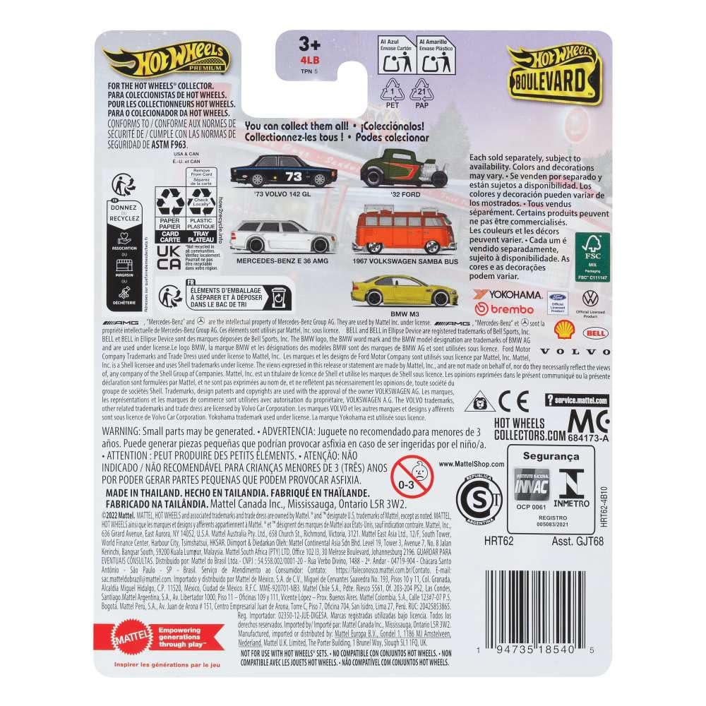 Hot Wheels - Premier Boulevard - 1967 Volkswagen Samba bus/Toys, Multicolor, 10 cm x 16 cm x 9 cm - Image 2