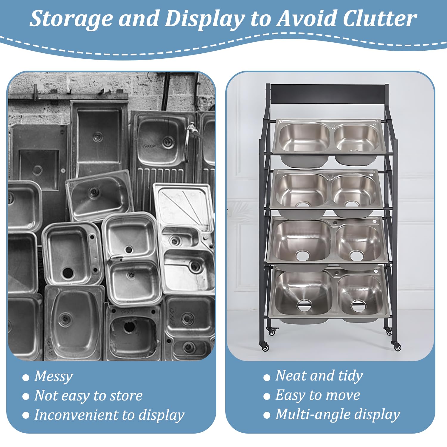 Carrello di stoccaggio Multiuso con Ruote Heavy Duty Metal Display Rack per Nastri Tessuto Vinile Rolls Regolabile Scaffali Home Office Soluzione di organizzazione