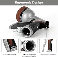 Vista 4 de RESTMO Boquilla de manguera de jardín, boquilla de manguera de agua de metal resistente con 7 patrones de pulverización ajustables, rociador de mano