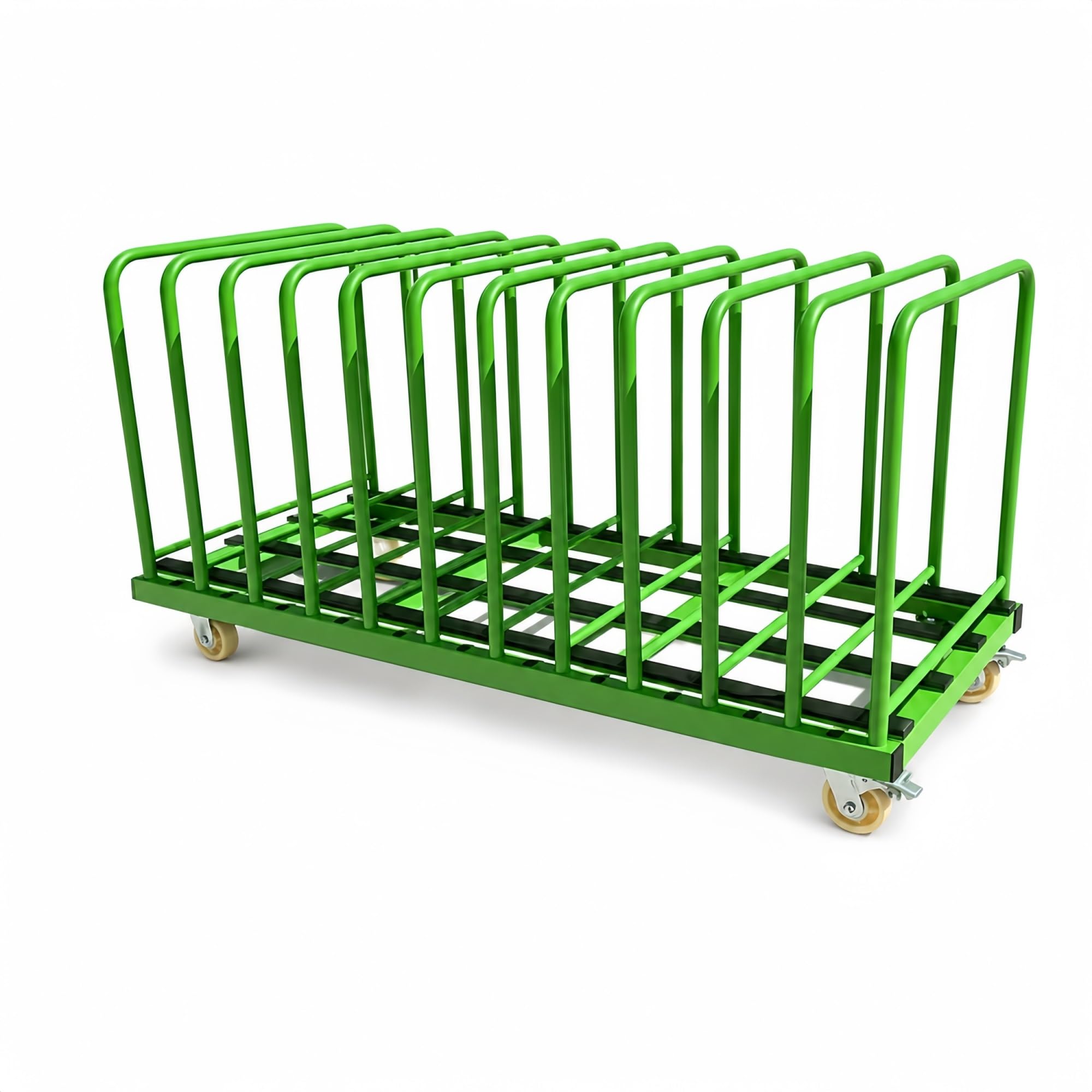 Plattenwagen 600 kg mit Abnehmbaren Bügeln for Glasplatten und Steinplatten | Verstärkte Gitterbasis mit PVC-Kontaktleisten an den unteren Auflagekanten(11-Slot)