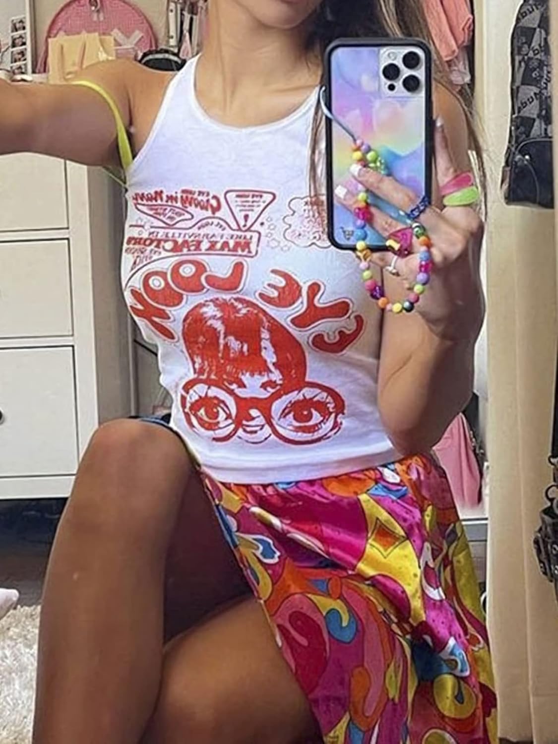 LQI Women's Tank Tops, Guitar Ribbed Summer Tops Sleeveless Y2K Crop Tops - Image 6