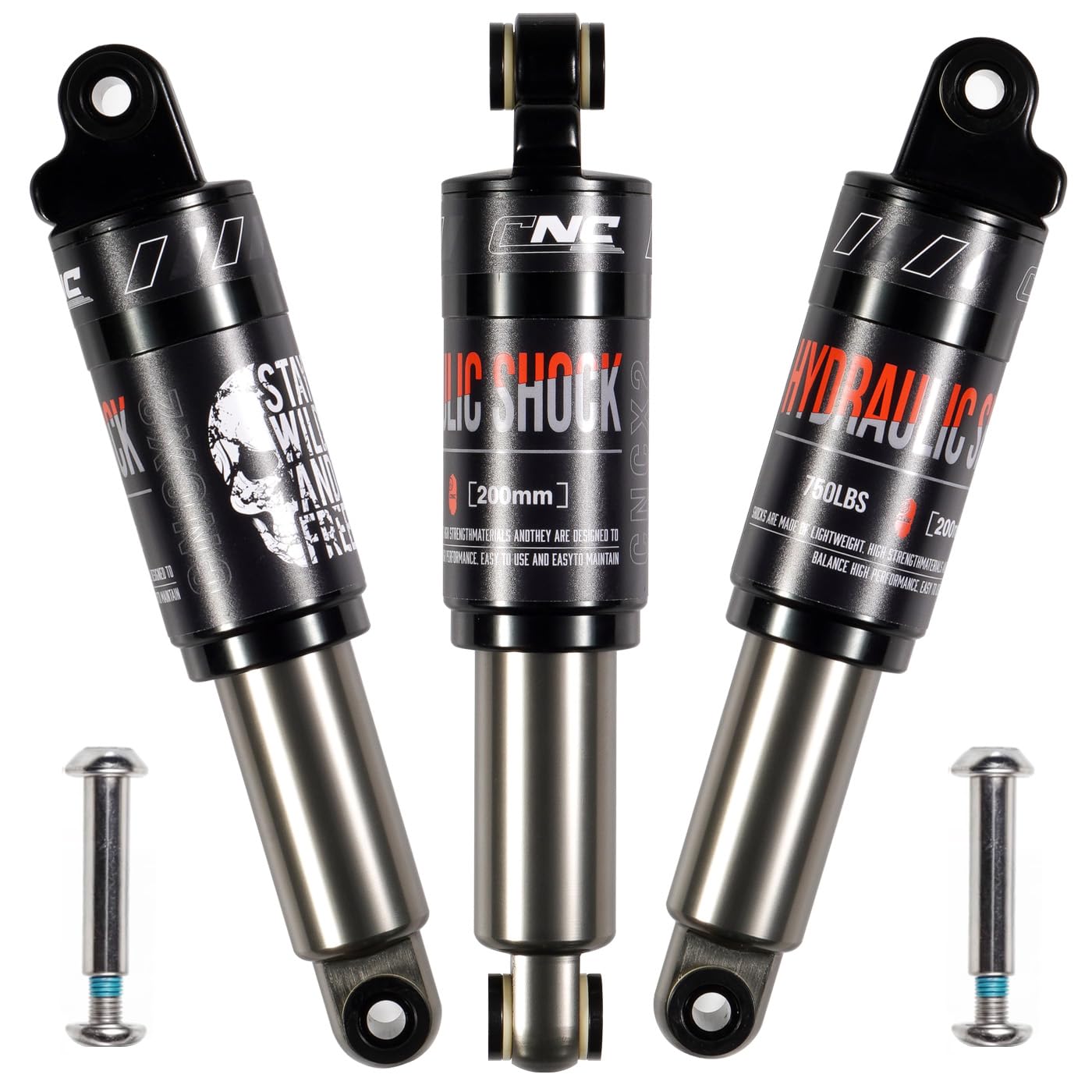 CNCLOL Mountain Bike Rear Shock 120mm/125mm/150mm/165mm/185mm/190mm/200mm,Bicycle Shock Absorber- Hydraulic Rear Suspension Shock for Mtb/Mtn/ebike/Dmn.