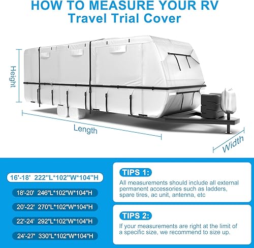 Miniatura 7 de Mofeez Funda de tela Oxford para remolque de viaje, caravana, cubierta de cámper con Oxford 420D para la parte superior, 16-18 pies, resistente al