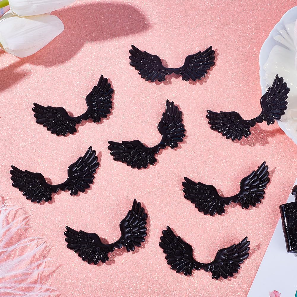GORGECRAFT 50Pcs Black Angel Wings Patch 69 * 38mm PU Leather Embossed Mini Wings Patches Applique for DIY Craft Bag Hair Decoration Shirts Jeans Shoes Sewing Clothing Ornament Supplies