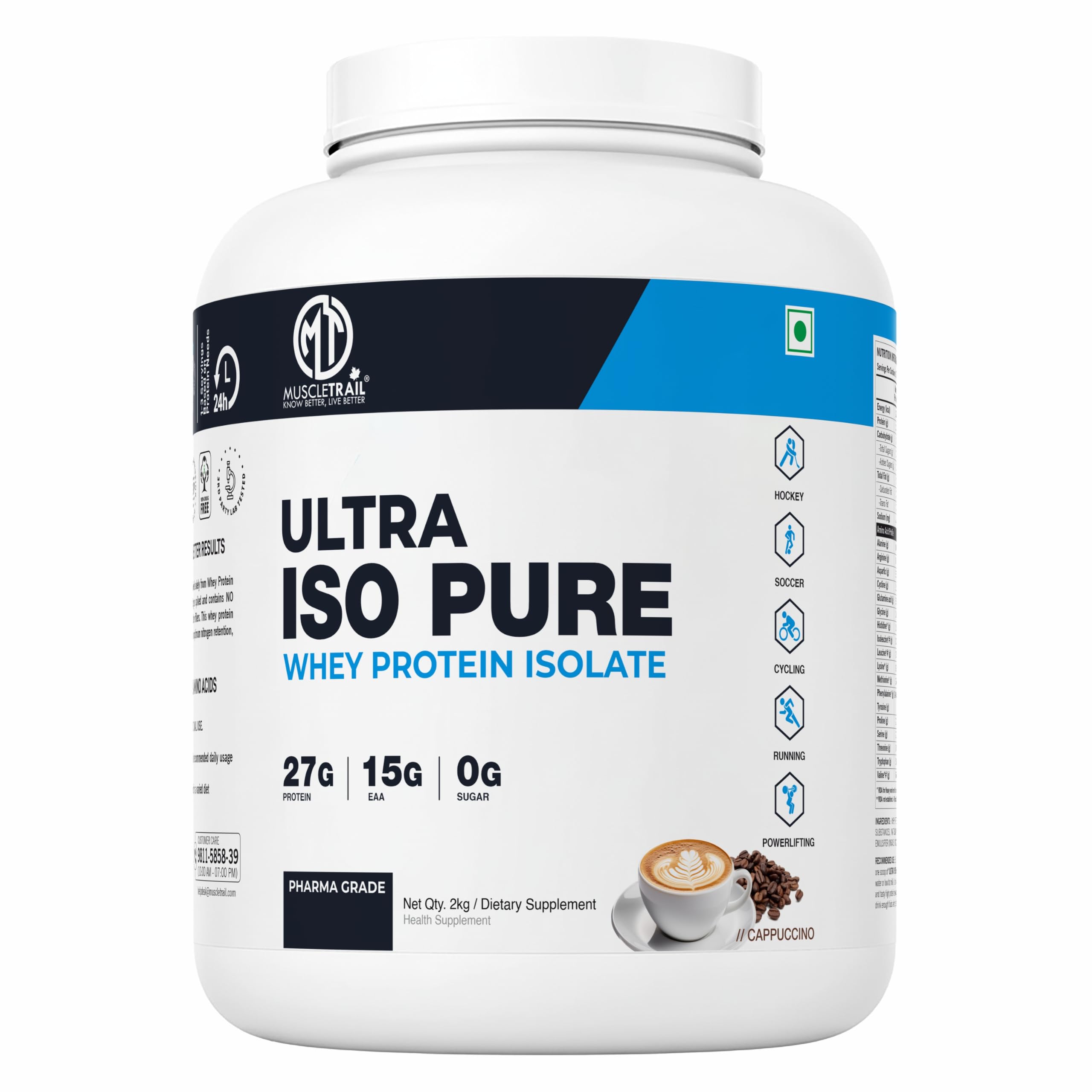 MuscleTrail 100% Whey Protein Isolate, Pharma Grade,65 Servings, 27g Protein, 15g EAA, 0g Sugar (2KG, kesar kaju pista) — Amazon image 11