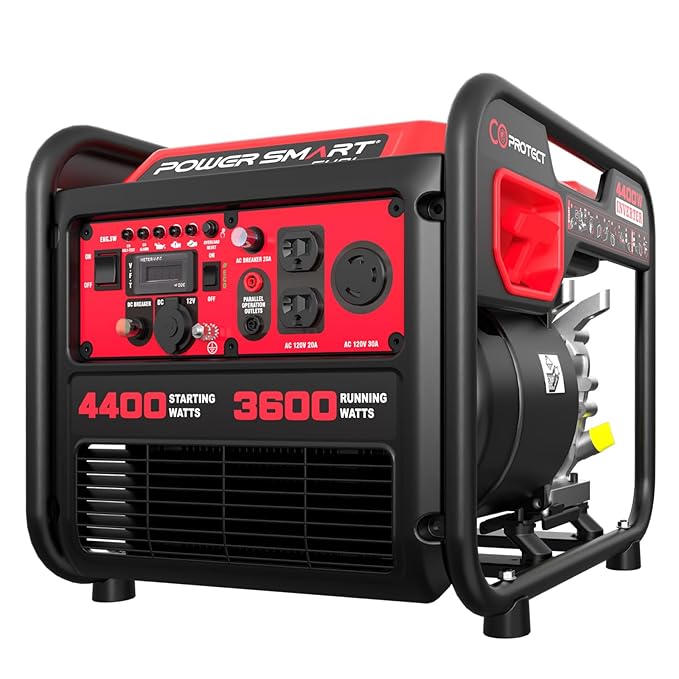 PowerSmart 4400-Watt Portable Inverter Generator, Gas Powered, CO-Sensor