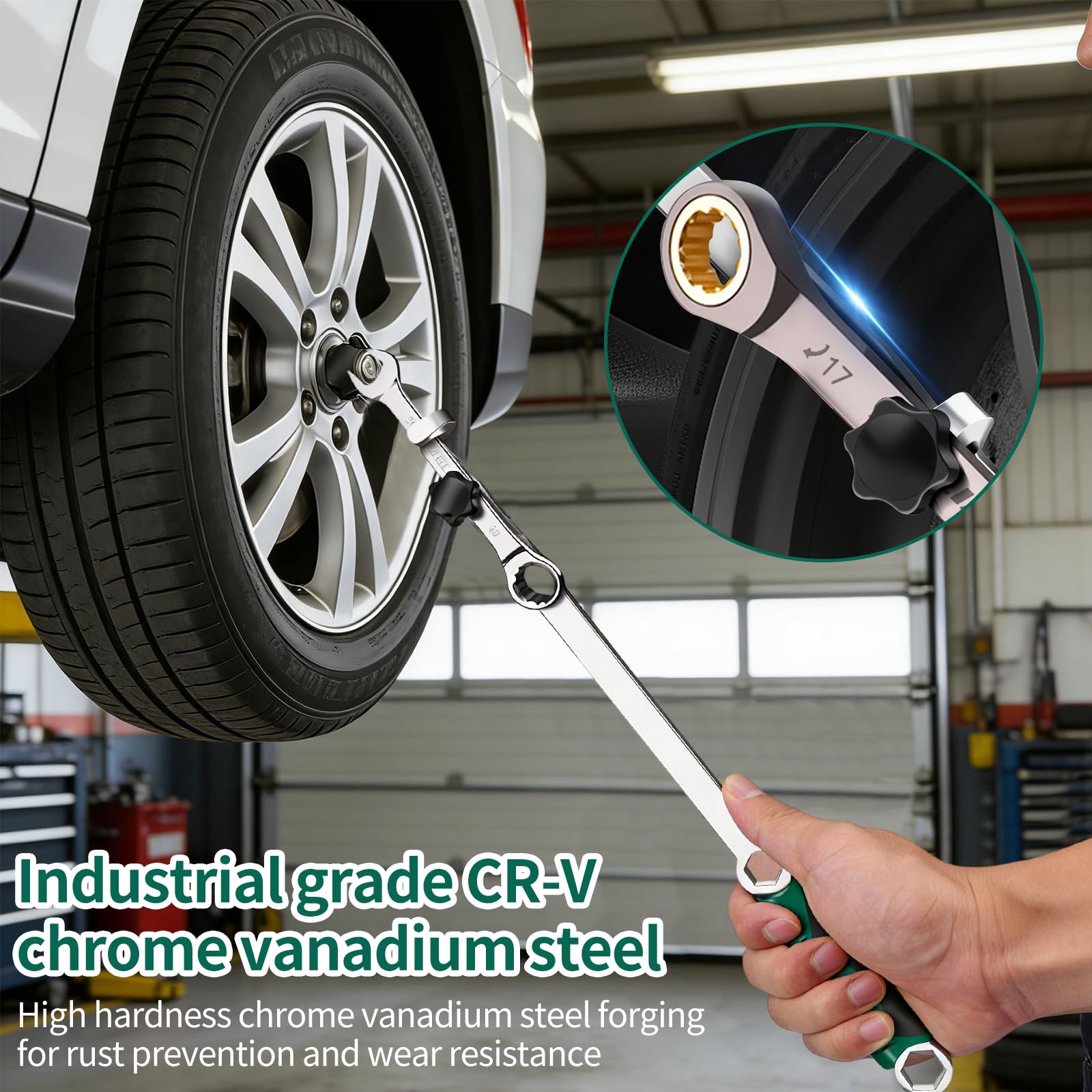 40cm Schraubenschlüssel Verlängerung, Kfz Werkzeug Schlüsselverlängerung Ultra Arbeitssparend Verlängerungsschlüssel Offset Extension Wrench für Autoreparatur und Mechanik