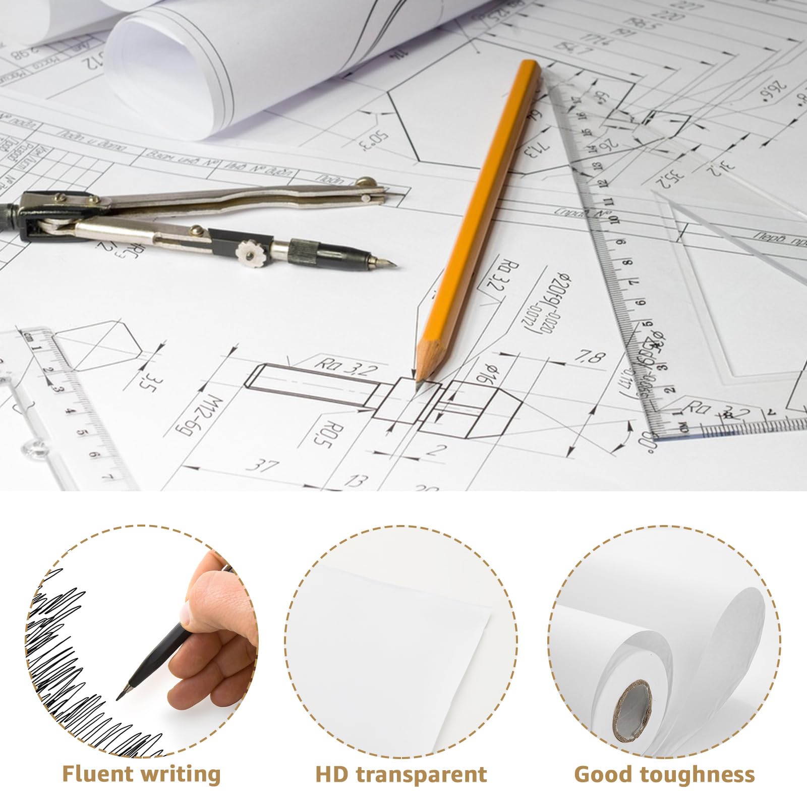 Rollo De Papel De Dibujo Blanco - 10 Metros X 22.5 Cm, Para Manualidades Y Arte