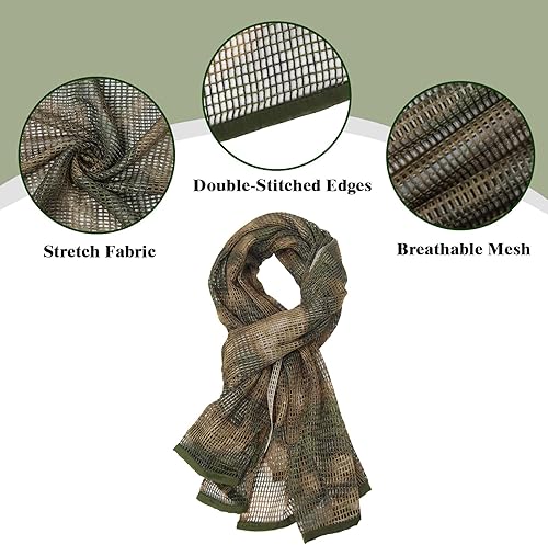 Miniatura 3 de HYOUT Bufandas tácticas para el cuello Camo Woodland Bufanda del desierto Shemagh para deportes al aire libre