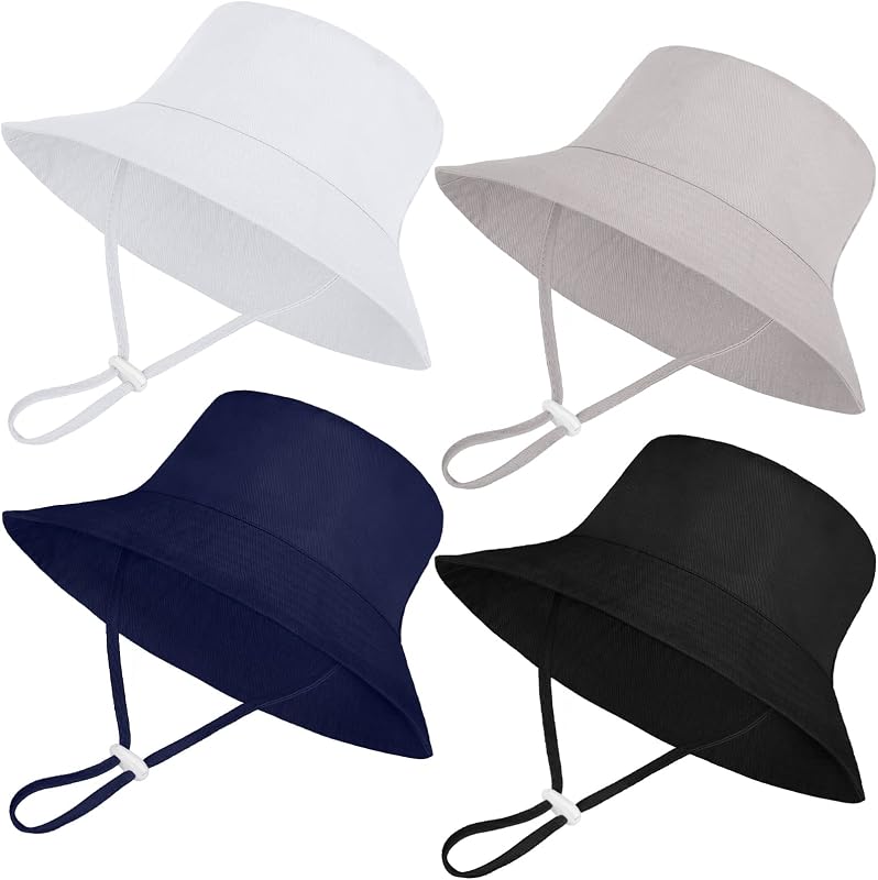 Paquete de 4 sombreros transpirables para bebé y niño sombreros ajustables de protección solar con ala ancha para bebé niña niño