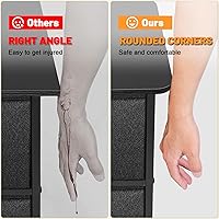 Vista 3 de Cómoda de perfil curvado para dormitorio, cómoda de 4 cajones de tela con parte superior de madera impermeable, cajonera para pasillo, sala