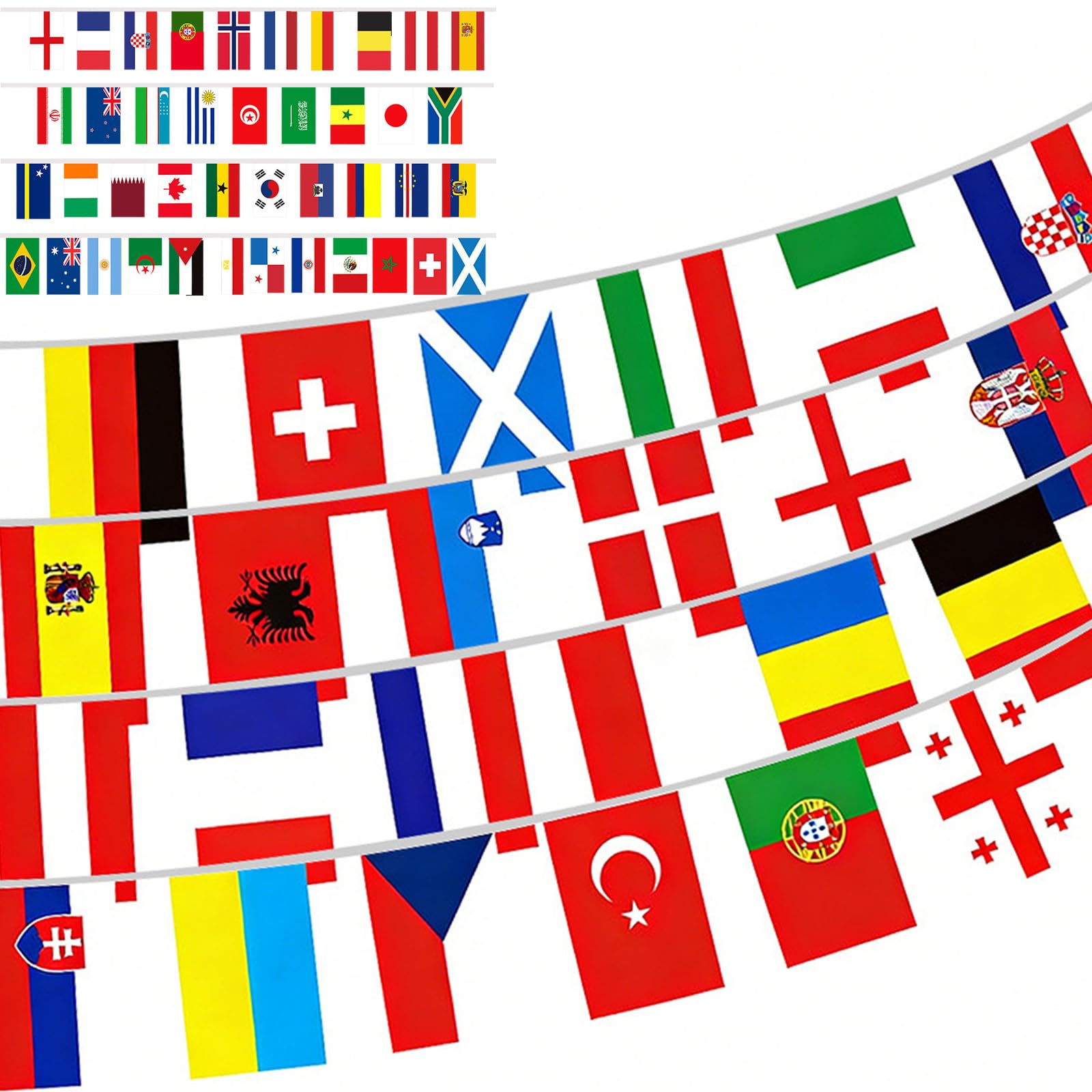 YESAH 50 Countries World Cup Bunting Decorations 2026,13M International World Flags Banners for Football Fans Party,14 * 21cm String Flags for National Celebrations,Sports Clubs,School,Bars — image 1