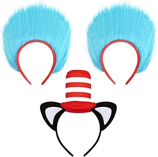 Red White Striped Cat Costume Headband and Top Hat for World Book Day Dress Up - Buy now