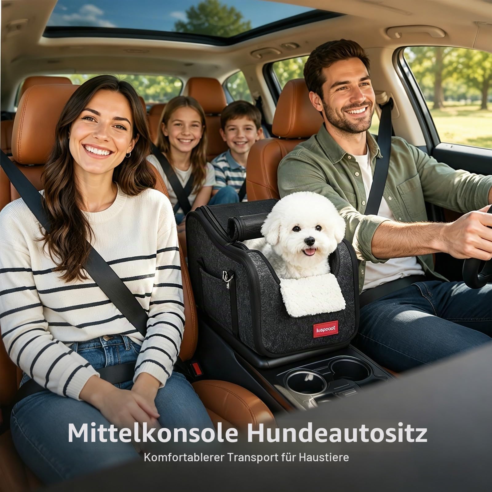 Hunde-Autositz in der Mittelkonsole, für kleine Hunde, Haustiere und Katzen