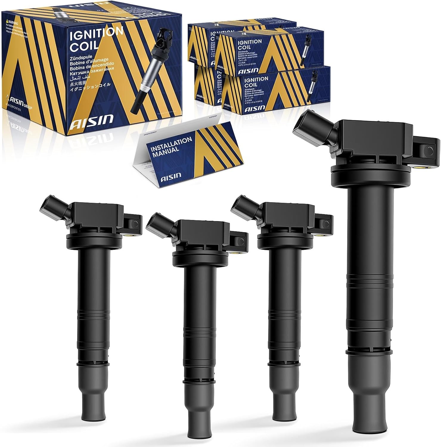 AISIN AFTERMARKET ESCT-00676 Pack of 4 Ignition Coils - Compatible with Toyota Tacoma Camry 4Runner Corolla Solara Matrix 2003-2024 2.4L 2.7L, Scion xB 2008-2015 2.4L - 4Cyl