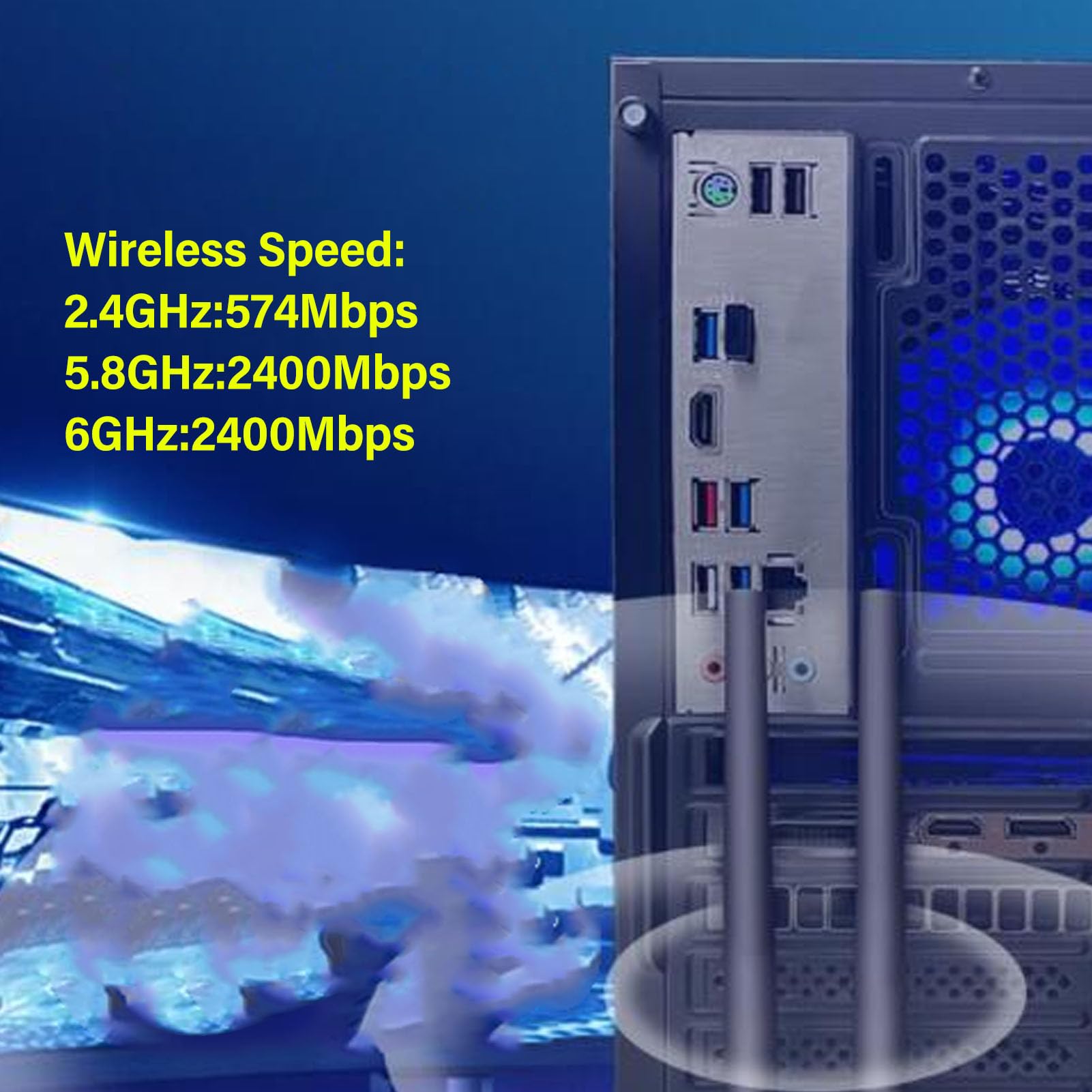 ASHATA Scheda WiFi 6 AX210 PCIe per desktop, 5374 Mbps 2,4 G 5,8 G 6 G 3 bande wireless WiFi 6 per PC con supporto BT 5.3 per Windows 10 per Windows 11