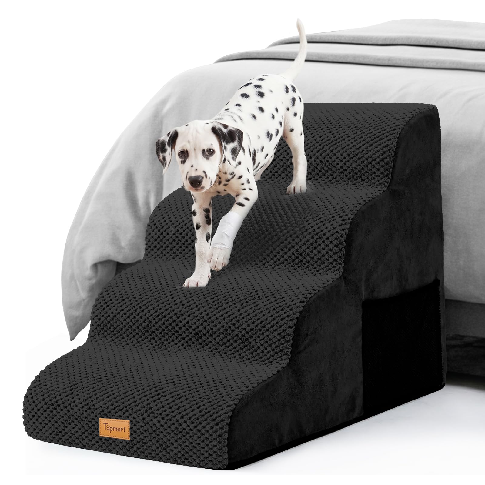 Topmart High Density Foam Dog Steps 4 Tiers, Extra Wide Deep Pet Steps