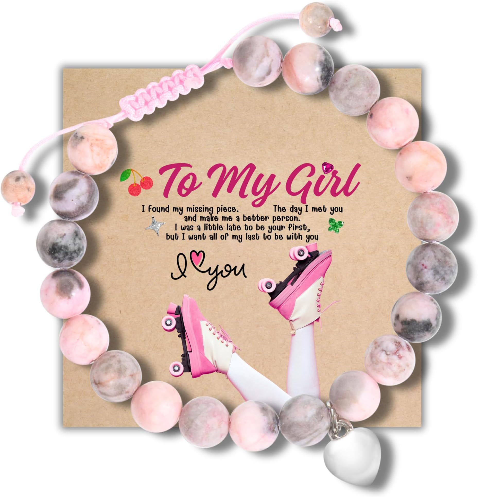 Natural Stone Adjustable Bracelet, Gifts for Girlfriend Unique, Unique Gifts For Women, Relationship Bracelets, Valentines Day Gifts For Her Wife, Valentine Day Gifts For Her