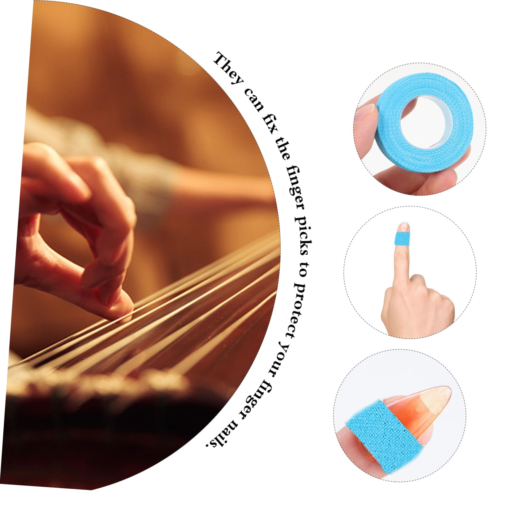 Levemolo 10 Rolls Cotton Guzheng Nails Adhesive Tape 5m Guitar Finger Protector for Performing Breathable Guitar Finger Tape Natural and 10pcs Pack Blue