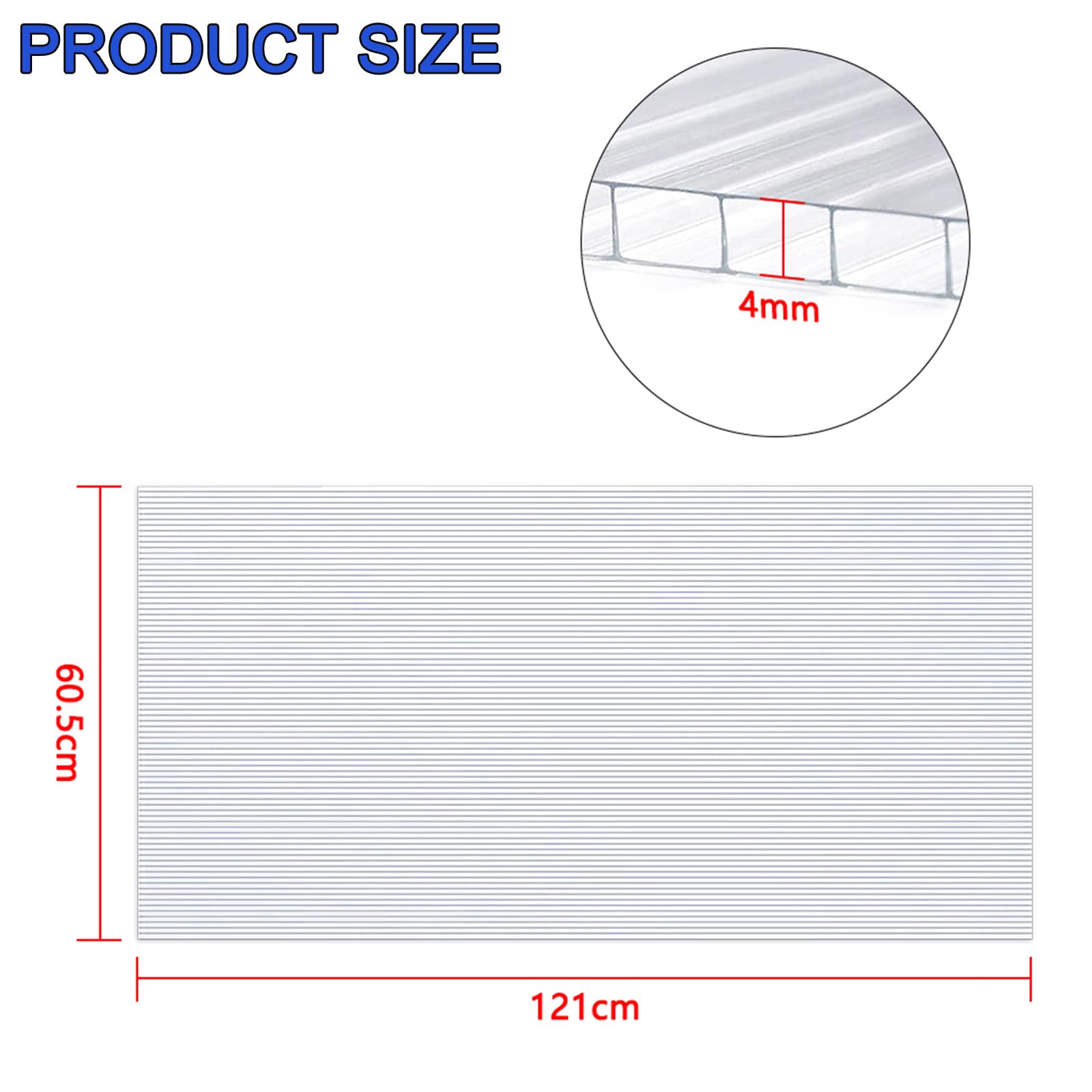 Aufun Placas transparentes de policarbonato para invernadero, paneles de pared hueca, placa de invernadero, con 14 unidades, 605 x 1210 x 4 mm, 10,25 m²