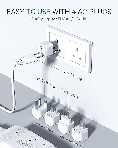 Miniatura 5 de DOACE Convertidor de voltaje de 220 V a 110 V EE. UU. a Europa Convertidor de 350 W de 220 a 110 V para viajes europeos - Juego de adaptador de