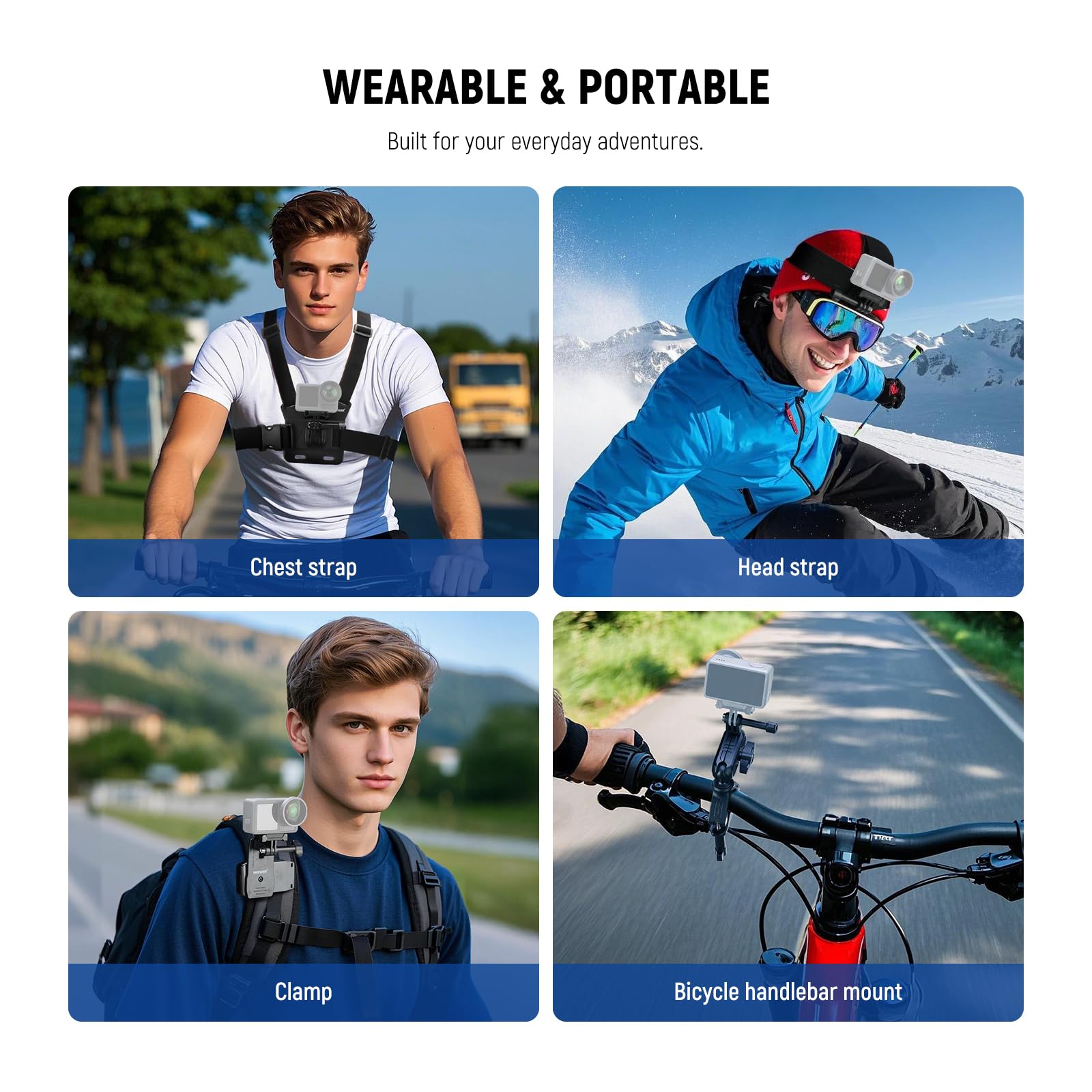 NEEWER Zestaw akcesoriów Action Cam Pro 35 w 1 kompatybilny z DJI Osmo Action 5 Pro 4 3 GoPro, uchwyt adaptera szybkiego zwalniania do nurkowania, pieszych wędrówek, jazdy na rowerze, jazdy na nartach