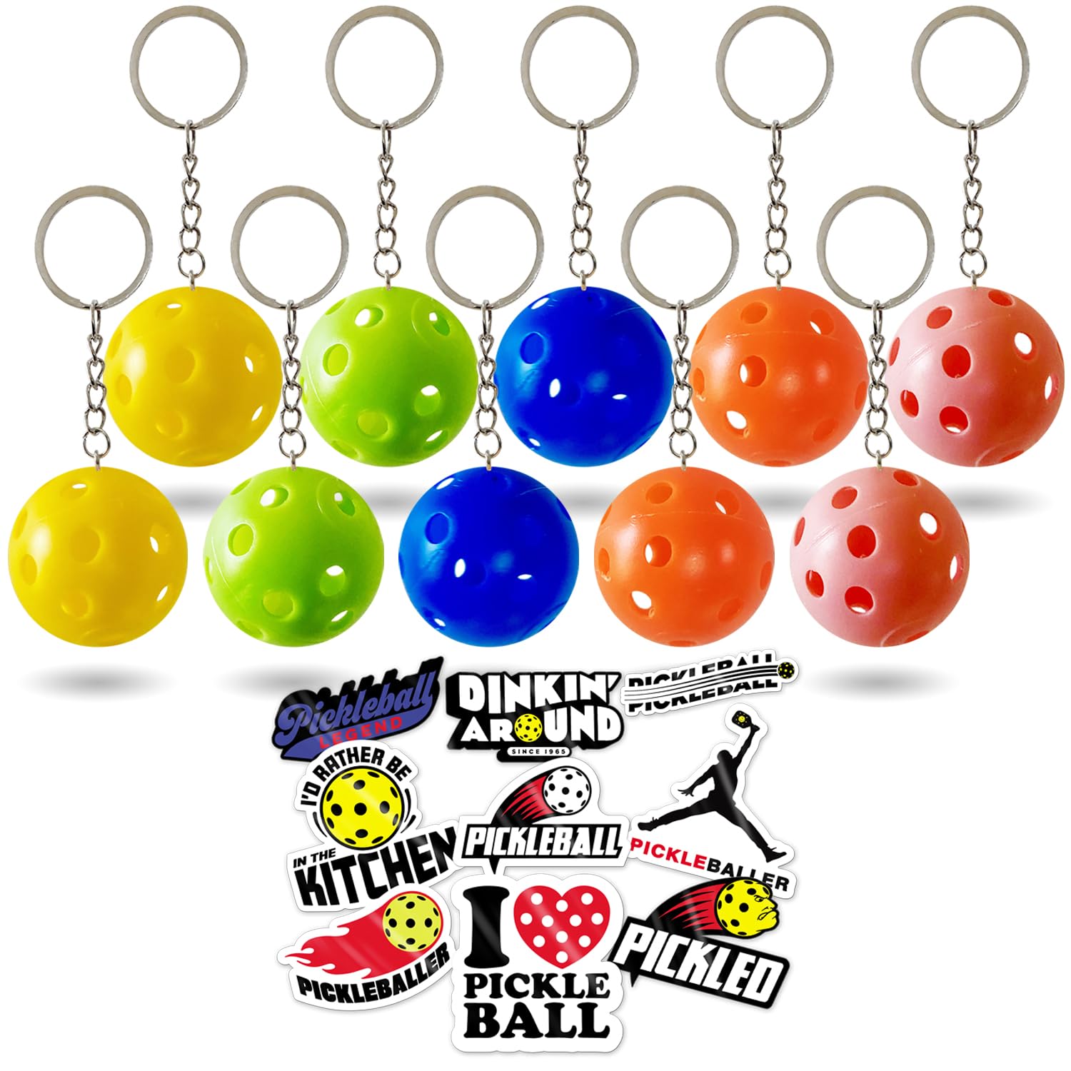 Porte-clés Pickleball colorés et lot d'autocollants pour accessoires de sport - 8