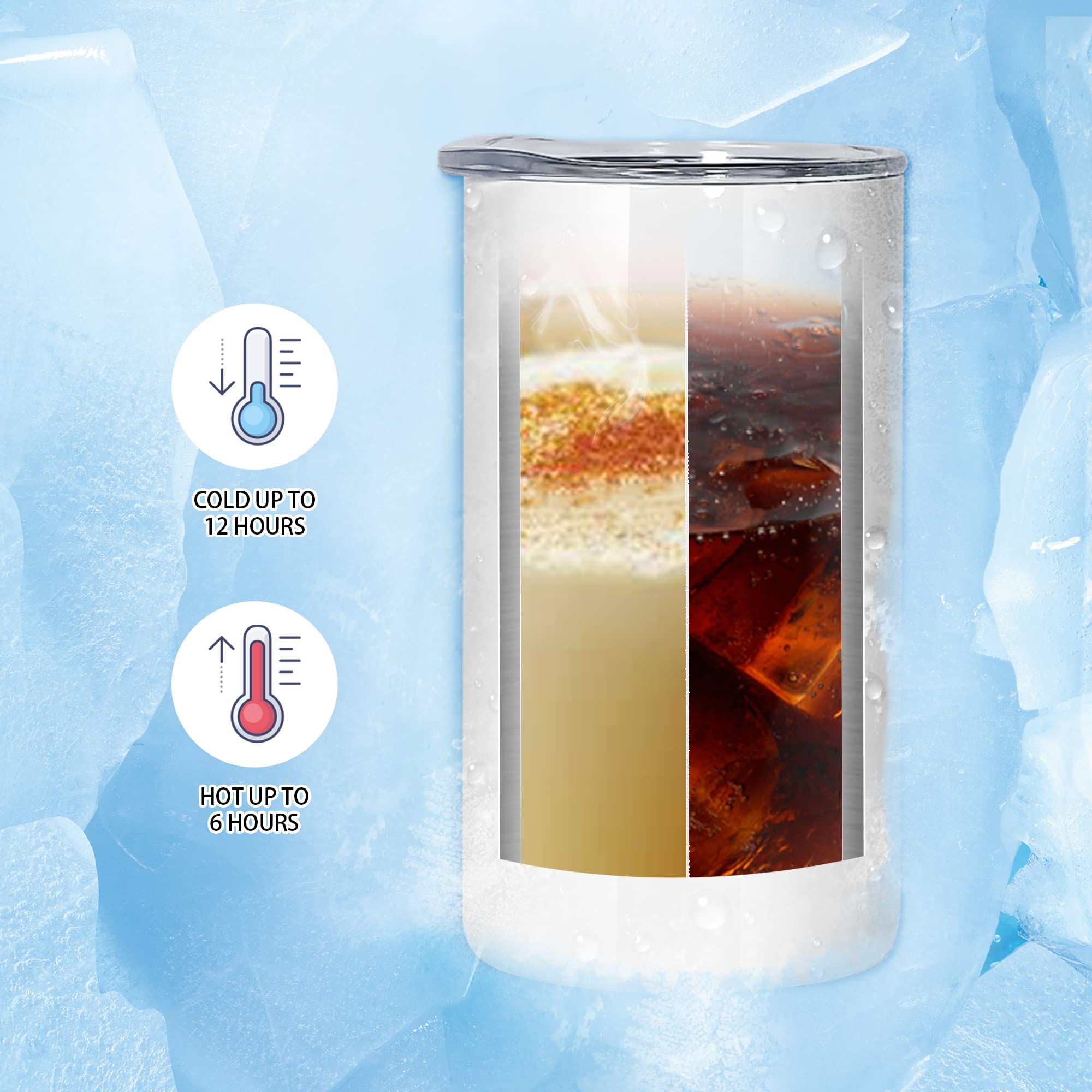 AGH Sublimationsgläser mit Deckel und Strohhalmen, Edelstahl, gerade, schmal, doppelwandig, vakuumisoliert, BPA-frei, tolles DIY-Geschenk für Kinder, 340 ml, 12 Stück