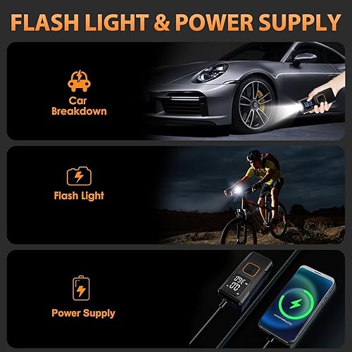 Miniatura 5 de Inflador de neumáticos, compresor de aire portátil, bomba de aire inalámbrica de 150 PSI para neumáticos de automóvil, bomba de bicicleta,