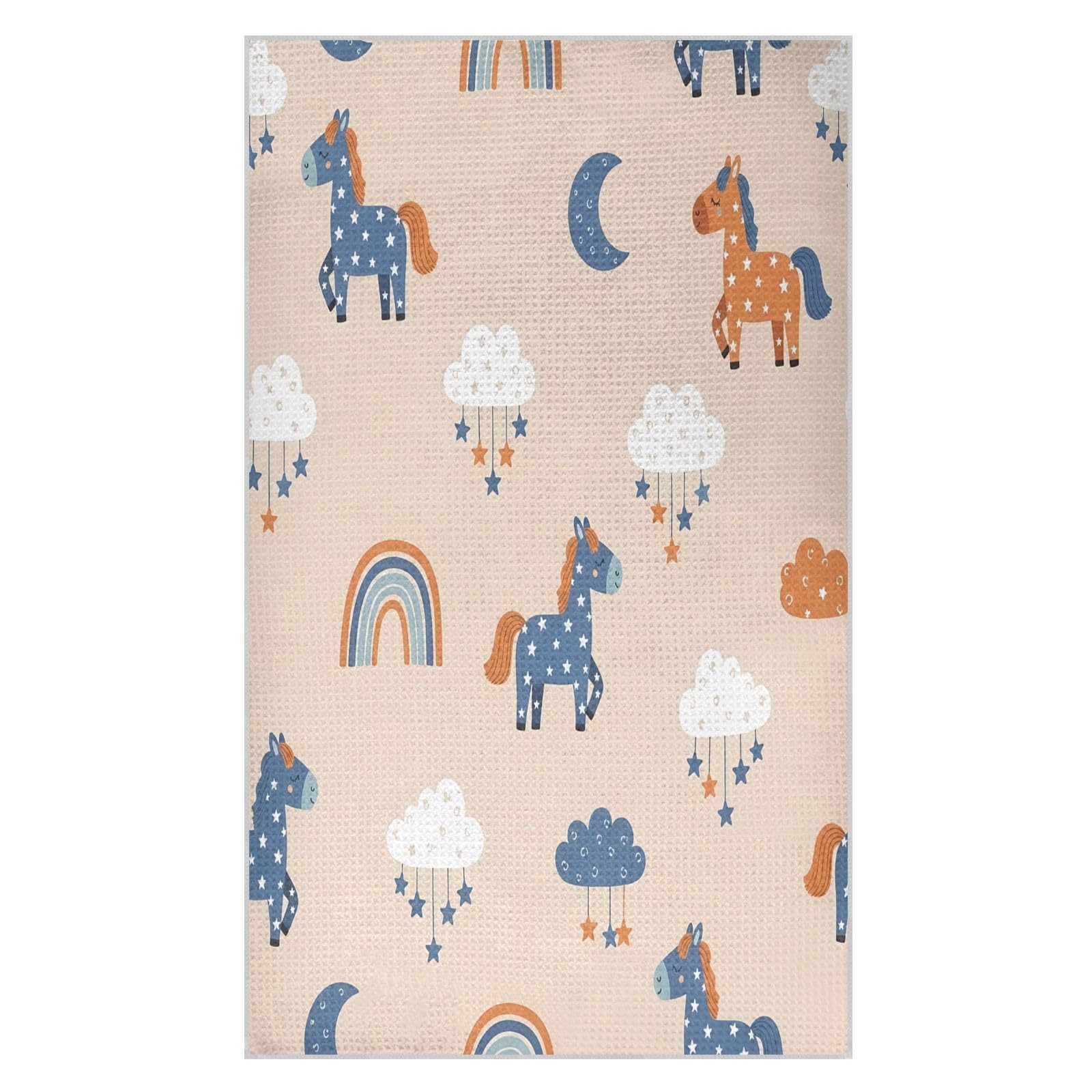 BURSTDDY Horses and Clouds Kitchen Towels,Absorbent Dish Towels 2 Pack
